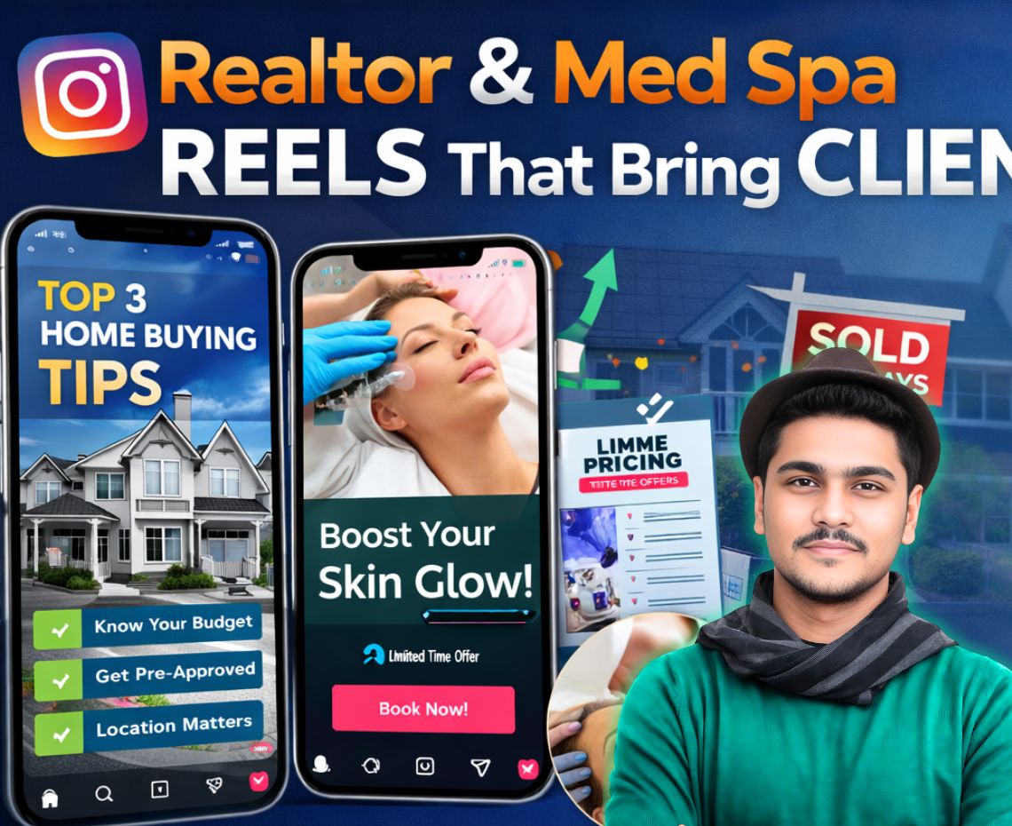 real estate video editing, realtor reels editor, med spa social media content, short form video editing, instagram reels editing
